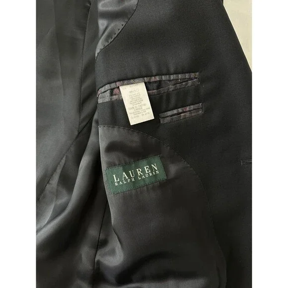 Lauren Ralph Lauren Black Suit Jacket Men 42L Two Button Blazer - Picture 6 of 10